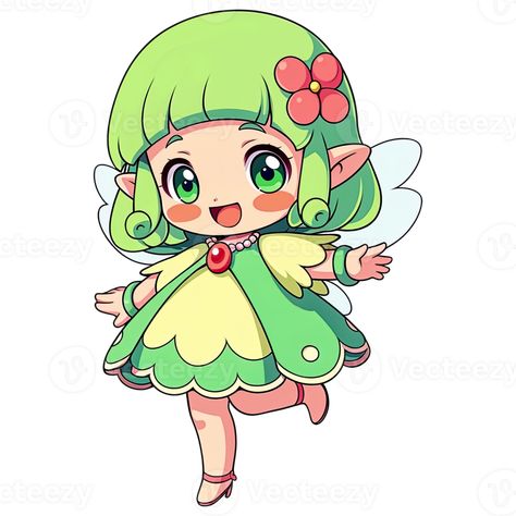 Cute Chibi Fairy AI Generative Fairy Chibi Drawing, Fairy Garden Illustration, Fairy Poses Reference, Chibi Fairy, Shadow Knight, Cartoon Fairy, Fairy Cartoon, Kawaii Princess, Kawaii Fairy