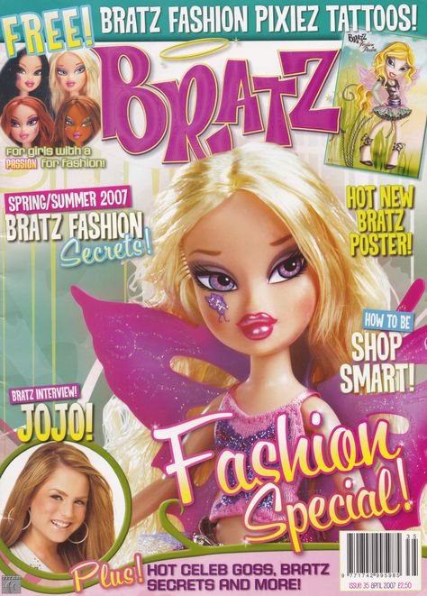 Bratz Magazine, Pink Bratz, 2000s Posters, Y2k Magazine, 2000s Magazines, Hearts Aesthetic, Cartoons Magazine, Bratz Fashion, Bratz Aesthetic