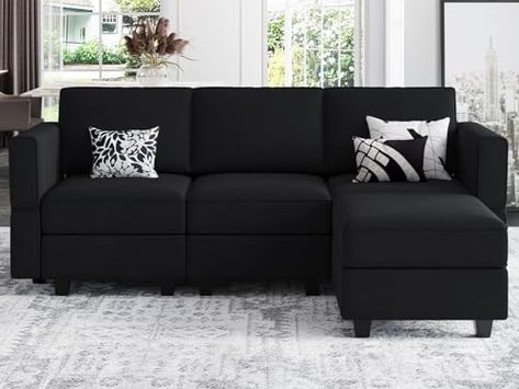 Limited-time deal: Belffin Convertible Sectional Sofa with Chaise Velvet L Shaped Sofa Couch Modular Sectional Sofa with Storage Black Velvet L Shaped Sofa, Chaise Velvet, Sectional Sofa With Storage, Sofa With Storage, Sofa L, Sectional Sofa With Chaise, Shaped Sofa, Sofa With Chaise, Modular Sectional Sofa