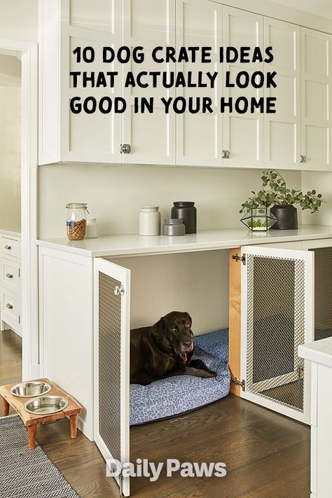 Kitchen Shelf Ideas, Dog Crate Ideas, Decor Small Bedroom, Pet Crate Furniture, Ikea Dog, Double Dog Crate, Indoor Dog Kennel, Diy Dog Crate, Dog Kennel Cover