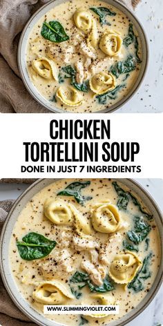 Need a cozy, hearty soup? This chicken tortellini soup is comforting, delicious, and perfect for a chilly night. Save this pin for a simple, satisfying meal! Slow Cook Tortellini Soup, Chicken Spinach Tortellini Soup Crockpot, Herb Chicken Tortellini Soup, Easy Tortilini Soup, Chicken Tortellini Soup Crock Pot Creamy, Easy Soup Recipes Tortellini, Soups Made With Tortellini, Tortellini Soup Ideas, Crockpot Recipes Quick And Easy