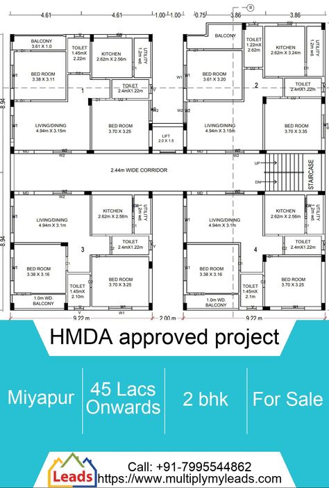 2 Bhk Flats Plan, Small Apartment Building Plans, Residential Building Plan, Floor Plan With Dimensions, Flat Plan, 6 Bedroom House Plans, 30x40 House Plans, Apartment Plan, Apartment Designs