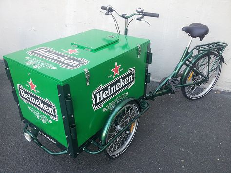 Icicle Tricycles Heineken Beer Bike - Brewery Beer and Beverage Bike for Experiential Marketing and Advertising Bike Fleets Food Delivery Bike, Beer Cart, Kombucha Brands, Beer Bike, Bike Food, Water Bike, Beer Truck, Heineken Beer, Electric Cargo Bike