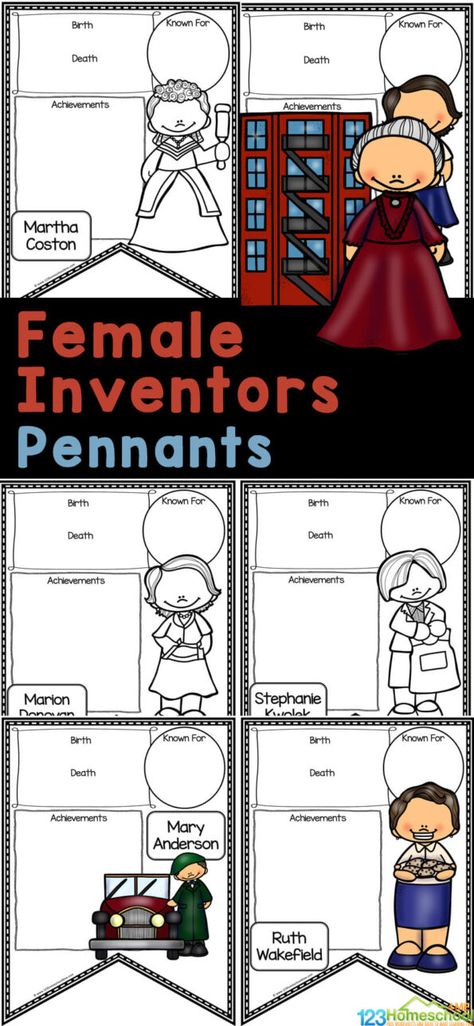 Women Inventors Activities, Famous Inventors Project, Famous Inventors For Kids, Female Inventors, Simple Stem Projects, Inventors And Their Inventions, Food Science Experiments, Human Body Projects, Science Posters