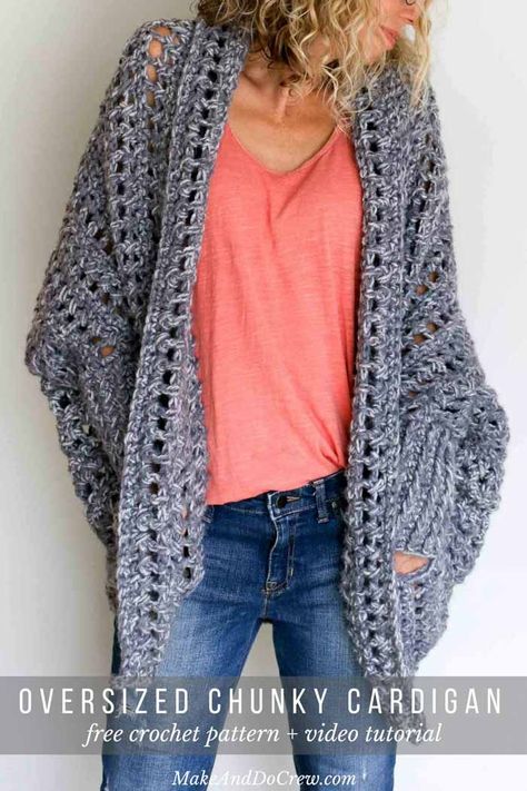 Crochet A Sweater, Poncho Au Crochet, Sweater Tutorial, Crocheted Cardigan, Make And Do Crew, Crochet Sweater Pattern Free, Modern Crochet Patterns, Crochet Shrug, Crochet Simple