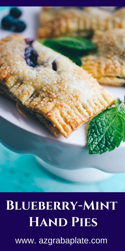 Blueberry Mint Hand Pies are a delightful dessert and so easy to make! These Blueberry Mint Had Pies are a fabulous end to any meal! Mason Jar Pies, Mint Pie, Mint Desserts, Blueberry Mint, Pie Dough Recipe, Blueberry Compote, Pastry Shells, Best Pie, Favorite Recipes Dinner