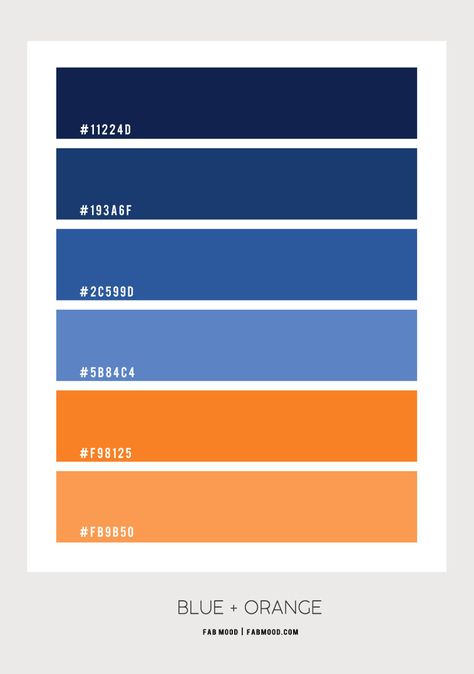 Blue and Orange Color Scheme – Color Palette #75 1 - Fab Mood | Wedding Colours, Wedding Themes, Wedding colour palettes Color Combos With Orange, Navy And Orange Color Palette, Navy Blue And Orange Color Palette, Orange And Blue Interior Design, Navy Orange Color Palette, Orange And Blue Office, Interior Design Orange And Blue, Orange And Blue Colour Palette, Retro Blue Color Palette