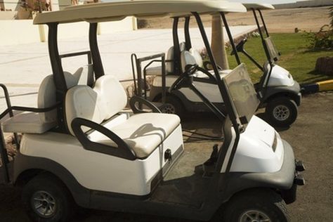 Golf carts are typically painted in green or off-white colors. These hues are fine for the run-of-the-mill golf course rentals, but if you own a golf cart, you may want it to stand out. Add a touch of creativity and show your style with a new paint job. Not only can you change the base color, but you can add flames, ... Golf Cart Decorations, Golf Cart Bodies, Golf 7 R, Golf Cart Seat Covers, Golf Cart Seats, Yamaha Golf Carts, Tow Mater, Golf Cart Accessories, Golf Mk4