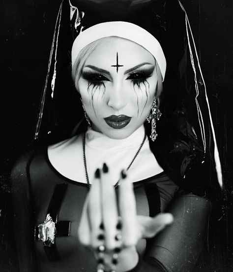 A Woman, Black And White, Halloween, Makeup, White, Black, Make Up