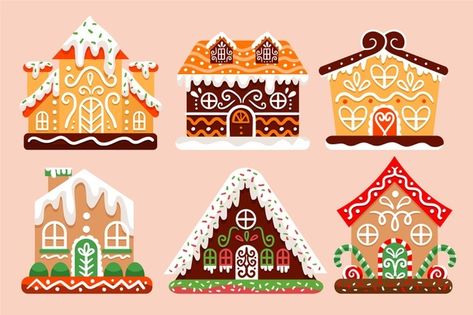 Christmas Stories For Kids, Gingerbread House Designs, Christmas Graphic Design, Graphic Design Cards, Christmas Gingerbread House, House Illustration, Christmas Graphics, House Vector, Gingerbread Houses