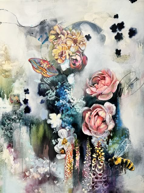 Dimitra Milan, Milan Art, Push And Pull, Ship Artwork, Abstract Floral Paintings, Online Art Classes, Abstract Portrait, Large Painting, In Bloom