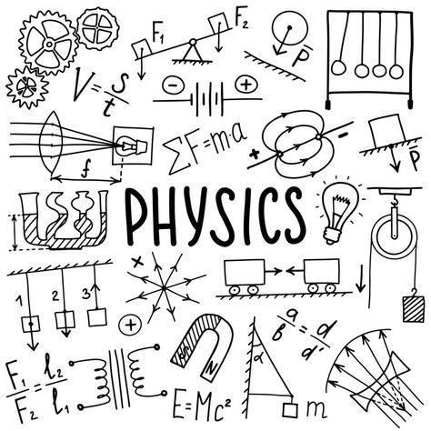 Phisics symbols icon set. Science subject doodle design. Education and study concept. Back to school sketchy background for notebook, not pad, sketchbook. Science Subject, Science Artwork, Graduation Drawing, Medical Clip Art, Teacher Wallpaper, Science Symbols, Book Cover Page Design, Science Doodles, Math Pictures