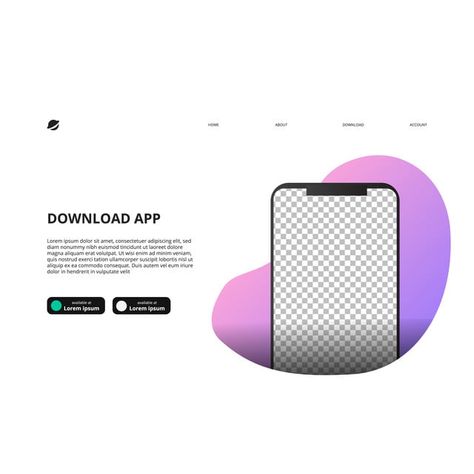 Mock Up Of Smartphone For Download App Website Landing Page Download App Poster, Hotel Logo Design, Employees Card, Standee Design, Website Landing Page, App Website, Design Mockup Free, Phone Store, Modern Mobile