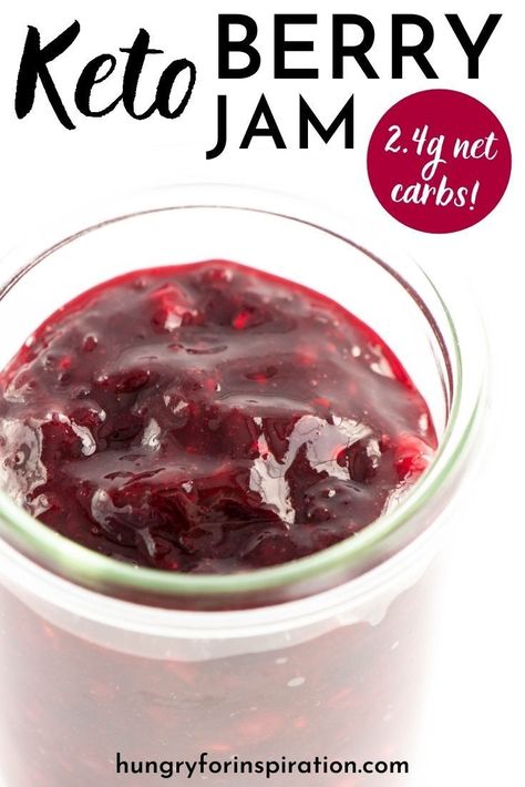 You miss berry jam on the ketogenic diet? Now you don't have to, because with this sugar-free keto berry jam you can enjoy without feeling guilty! This recipe only has 2.4g net carbs per tablespoon compared to 10g net carbs in ordinary berry jam from the supermarket. Plus, it's quick and easy to make - all you need is 30 minutes and 2 ingredients! Keto Jam, Berry Jam Recipe, Sugar Free Jam Recipes, Fruit Jam Recipes, Blackberry Jam Recipes, Mixed Berry Jam, Low Sugar Jam, Sugar Free Jam, Grape Jam