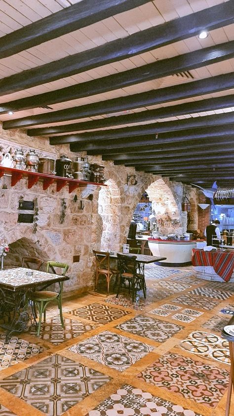 Lebanese Decor Interiors, Lebanese Kitchen Design, Lebanese Restaurant Interior Design, Levantine Restaurant, Lebanese Tiles, Lebanese Restaurant Design, Lebanese Interior Design, Lebanese Decor, Lebanese Design