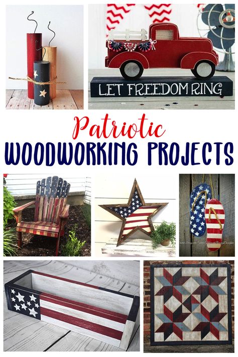 4th July Crafts, Fourth Of July Decor, Patriotic Crafts, Learn Woodworking, Let Freedom Ring, Cool Woodworking Projects, Beginner Woodworking Projects, 4th Of July Decorations, Woodworking Jigs