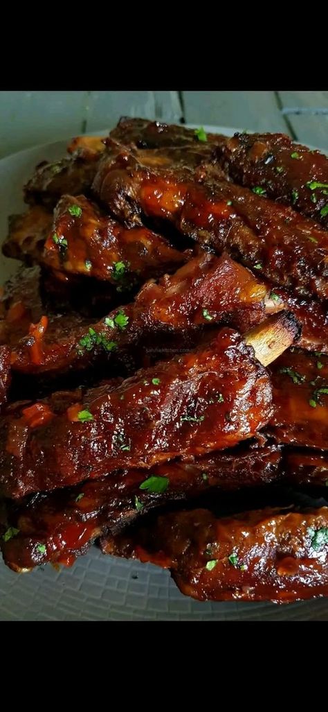 Air Fryer Recipes | Honey garlic sticky ribs... | Facebook Sticky Ribs Recipe, Garlic Ribs, Pork Spare Ribs Recipe, Honey Garlic Ribs, Pork Spareribs, Sticky Ribs, Ree Drummond Recipes, Pork Spare Ribs, Grandma Cooking