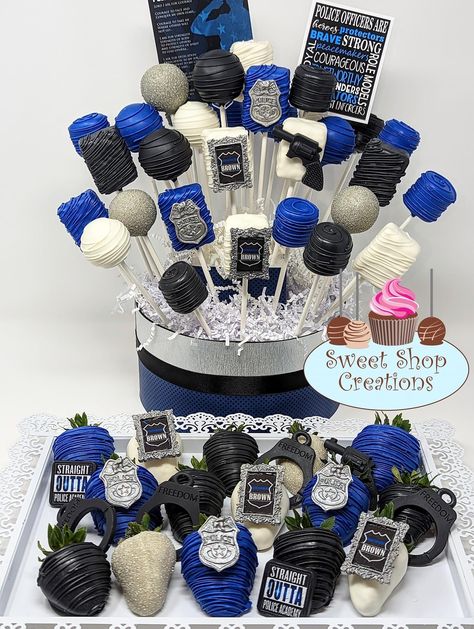 Graduation Deserts, Police Cupcakes, Police Appreciation Week, Police Birthday Cakes, Police Academy Graduation Party, Officer Party, Police Theme Party, Cop Party, Police Cakes