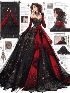 Dreamy Gowns, Dress Design Drawing, Red Or Black, Old Fashion Dresses, Chique Outfits, Fantasy Dresses, Fashion Drawing Dresses, Dress Design Sketches, Fashion Illustration Dresses