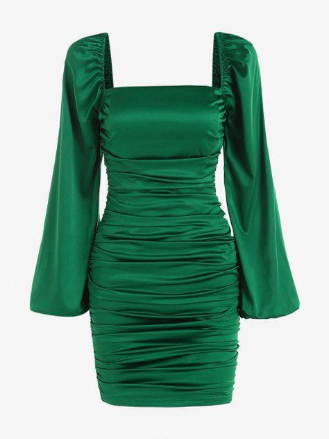 A site with wide selection of trendy fashion style women's clothing, especially swimwear in all kinds which costs at an affordable price. Green Bodycon Dress Outfit, Stylish Tops For Women Fashion Design, Puff Sleeve Dress Casual, Green Fitted Dress, Mini Dress Satin, Long Sleeves Dresses, Beautiful Mini Dresses, Green Bodycon Dress, Body Con Dress Outfit