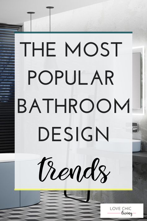 Update your bathroom with the latest bathroom trends this year. Give it a beautiful design, suitable for the whole family. Whether you're on a budget or want a luxury space, use these ideas and hacks to create the perfect bathroom  #bathroomtrends #bathroomdesign #budgetbathroom #luxurybathroom #lovechicliving Beautiful Bathrooms Modern Luxury, Latest Bathroom Trends 2020, Current Bathroom Trends, Modern Bathroom Design Latest Trends, Bold Bathroom Colors, Contemporary Bathrooms Luxury, Bathroom Trends 2020, Popular Bathroom Designs, Latest Bathroom Trends