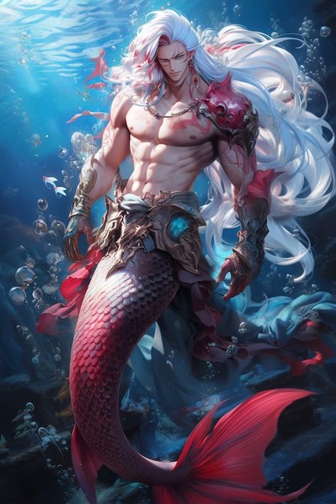 Mermaid Boy, Male Mermaid, Mermaid Man, Arte Monster High, Fantasy Mermaids, Mermaids And Mermen, Japon Illustration, Fantasy Male, Arte Fantasy