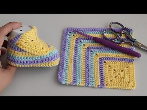 Crochet Secret of Granny Square Baby Booties,  a post from the blog Pretty Ideas on Bloglovin’ Stitch Shoes, Shoes Crochet, Baby Booties Pattern, Crochet Baby Shoes, Cutest Baby, Crochet Shoes, Free Baby Stuff, Crochet Stuff