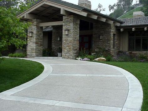 Scored Concrete Driveway, Pressed Concrete Driveway, Grey Concrete Driveway, Cement Driveway Ideas, Driveway Upgrade, Driveway Expansion, Concrete Driveway Ideas, Cement Driveway, Poured Concrete Patio