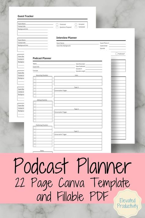 Podcast Checklist, Podcast Planner, Podcast Template, Editing Checklist, Vision Board Planner, Christmas Activity Book, Checklist Printable, Small Business Planner, Script Writing