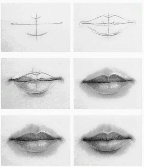 Lips Drawing Reference Realistic, Drawing Mouth Tutorial, Realistic Mouth Drawing, Mouth Sketches, Lips Tutorial Drawing, Lips Drawing Step By Step, Realistic Lips Drawing, Realistic Tutorial, Sketch Lips