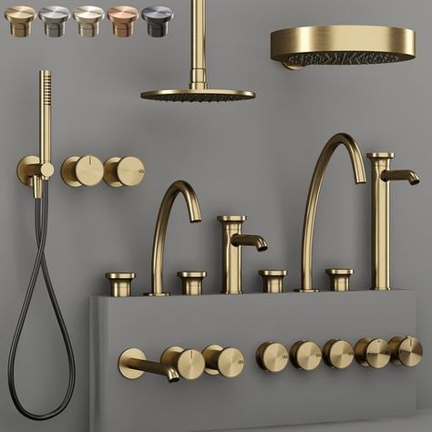 GESSI ORIGINI Bathroom faucet set 1 Bathroom Accesories, Graphic Design Careers, Copper Faucet, Zen Bathroom, Showroom Display, Chrome Bathroom, Shower Taps, Bathroom Faucet, Shower Systems