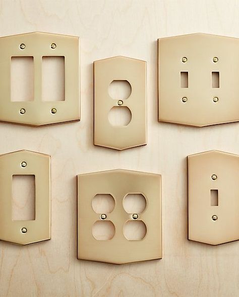 10 Best Switch Plate Covers to Upgrade Your Home - Stylish Outlet Covers Modern Light Bulbs, Decorative Switch Plate, Kitchen Cabinet Hardware, Bath Hardware, Brass Knobs, Wall Plates, Switch Plate Covers, Brass Wall, Light Switch Plates