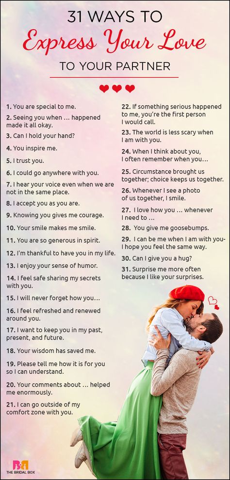 Expressing love for one’s partner can be done in many ways. We’ve compiled 50 of the unique, thoughtful and caring ways you can tell your partner that you love them. Qoutes About Loving Your Partner, Ways To Tell Your Boyfriend You Love Him, Telling Your Boyfriend You Love Him, Express Love To Him, Comforting Words For Boyfriend, Ways To Tell Him You Love Him, Unique Ways To Say I Love You, How To Express Love To Boyfriend, Expressing Love To Him