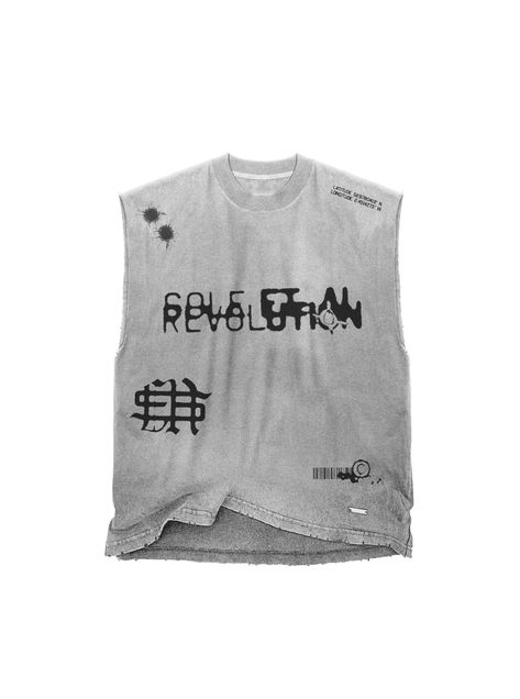 A SS revolutionary campaign designed to empower and inspire- a unique blend of luxury high-end fashion and streetwear that draws inspiration from the power of social revolution and the idea of fighting in unison for a better world. Transforming bold graphics, edgy silhouettes, and unique details into luxury streetwear; each piece is manufactured to ensure both durability and comfort. The Revølutiøn sleeveless Tee is heavyweight and durable, finished with the Revolutionary motif and branding. The Graphic Tee Inspiration, Sleeveless Graphic Tee, Graphic Streetwear, Grey Branding, Branded T-shirt For Summer Streetwear, High End Streetwear, Represent Graphic Tee, Streetwear Graphic Design, Sporty Streetwear T-shirt With Screen Print