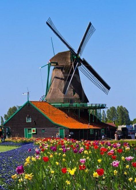 Holland windmill by Blue Sky Moving To Europe, Netherlands Windmills, Windmill Water, Holland Windmills, Old Windmills, Moving Abroad, Travel Secrets, Dutch Windmills, Studying Abroad