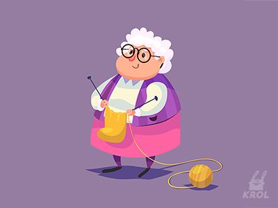 Funny grandma by Denis Krol Krasavchikov Grandma Illustration Character, Grandma Character Design, Old Woman Character Design, Old Woman Cartoon, Grandma Illustration, Vector Characters, Woman Cartoon, Woman Character, Funny Grandma