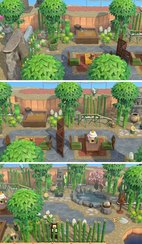 Acnh Bamboo Zen Garden Ideas, Bamboo Ideas Animal Crossing, Bamboo Noodle Slide Animal Crossing, Bamboo Island Animal Crossing, Zen Acnh Island, Acnh Bamboo Island Ideas, Acnh Bamboo Tree Ideas, Bamboo Area Animal Crossing, Animal Crossing Zen Garden Ideas