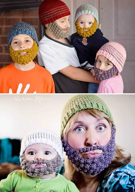 Crocheted Beard Pattern, Crochet Beard Beanie, Crochet Beard Hat, Free Form Crochet, Crochet Beard, Beard Beanie, Beard Hat, Crochet Bobble, Crochet Baby Hat Patterns