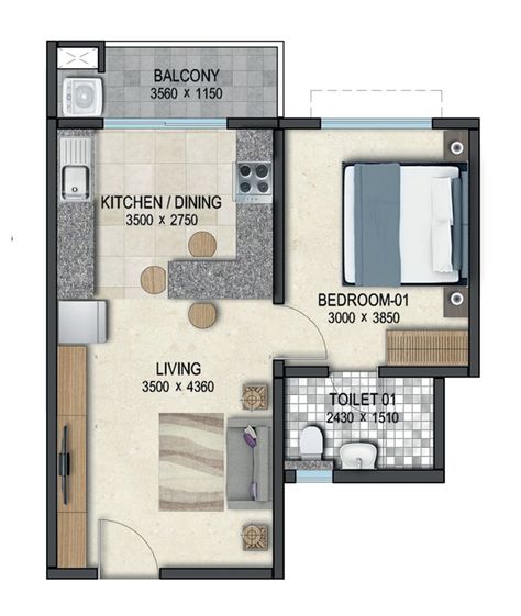 1bhk Apartment Plan Layout, 1bhk Floor Plan, Small Apartment Floor Plans, Flat Plan, Duplex Floor Plans, Flat Layout, Wallpaper Boho, Project House, Layout Plan