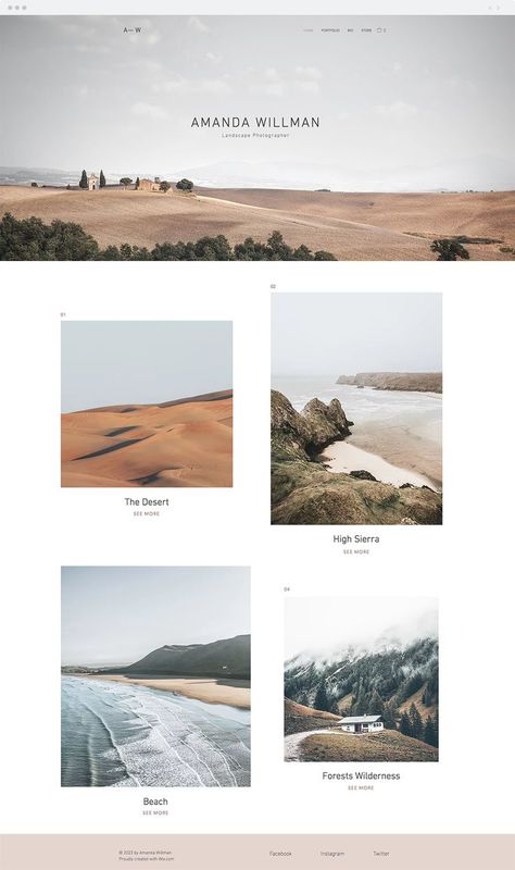 Landscape Photography | Website Template Website Templates Design, Industrial Design Website, Website Design For Artists, Website Design Artist, Artistic Website Design, Website Design Simple, Photography Website Design Inspiration, Artist Website Design, Website Design Photography