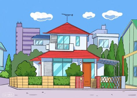 Shinchan House Plan, Doremon House Painting, Shinchan House Painting, Shin Chan House Drawing, Shinchan's House, Shinchan House Drawing, Shin Chan House, Shinchan House, Cartoon Journal