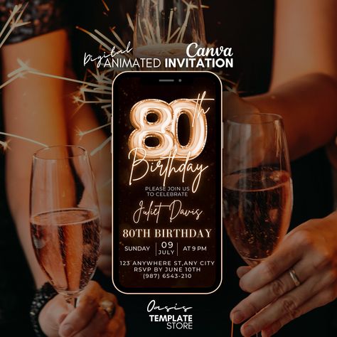 Birthday video Invitation, Bronze Gold Digital Invitation, mobile party invitation, canva template invite Bronze Balloons, 17. Geburtstag, Birthday Video Invitation, Elegant Background, Birthday Video, Glamorous Party, Video Invitation, Dinner Invitations