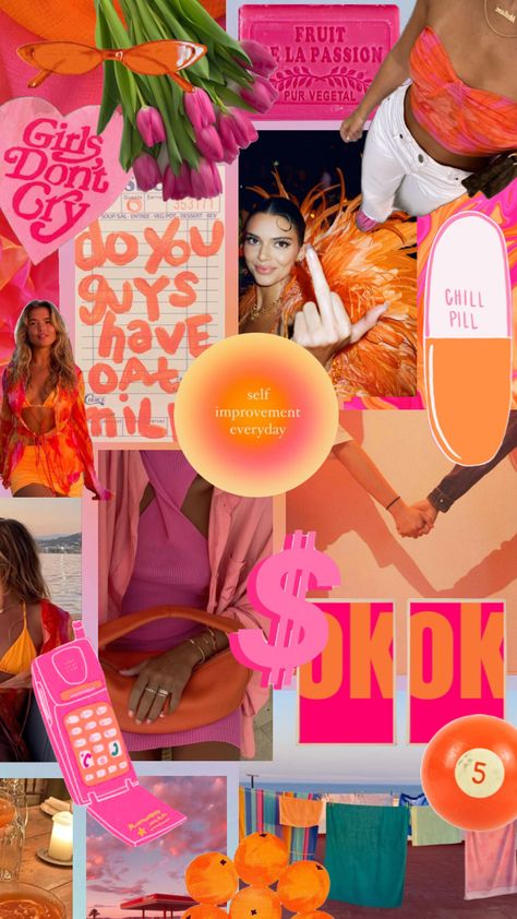 Vibrant Asthetic Picture, Orange Pink And Green Aesthetic, Funky Pink Aesthetic, Fun Colorful Aesthetic, Pink And Orange Instagram Feed, Vibrant Colors Palette, Bright Orange Aesthetic, Neon Orange Aesthetic, Orange And Pink Aesthetic