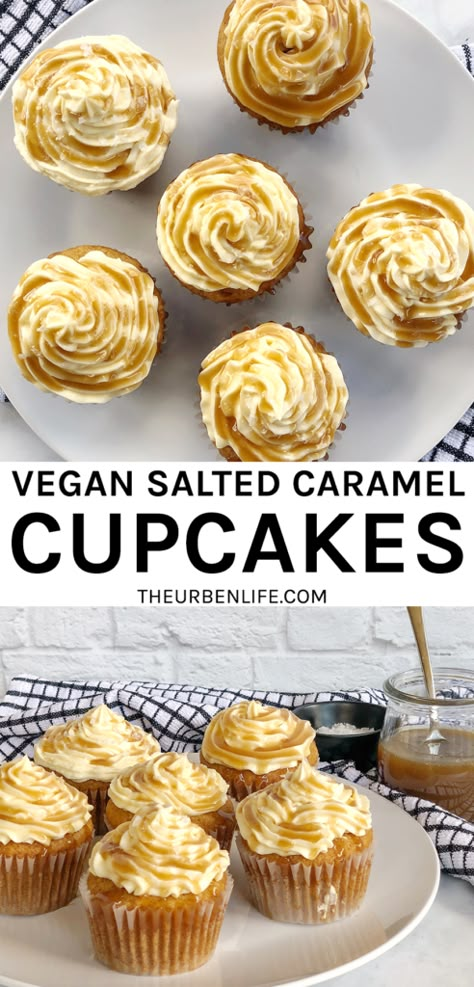 Allergy Friendly Cupcakes, Vegan Caramel Sauce, Vegan Buttercream Frosting, Vegan Salted Caramel, Dessert Charcuterie, Vegan Buttercream, Salted Caramel Cupcakes, Dairy Recipes, Caramel Cupcakes