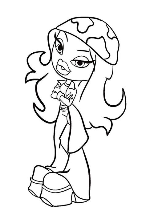 Baddie Aesthetic Drawing, Bratz Drawing Outline, Brats Coloring Page, Baddie Coloring Pages Easy, Baddie Coloring Pages Printable, Y2k Coloring Pages People, 2000s Coloring Pages, Aesthetic Coloring Pages For Teens, Things To Draw And Color