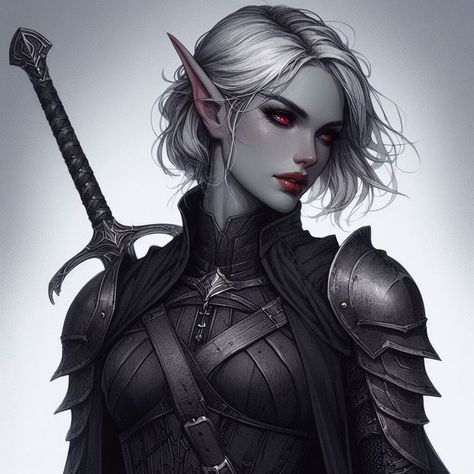 Drow Woman Art, Female Drow Art, Female Drow Dnd, Evil Female Character Design, Drow Female Art, Dnd Drow Female, Drow Woman, Drow Assassin, Dark Elf Woman