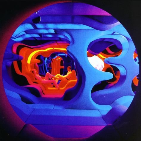 Visiona 2 Fantasy Landscape by Verner Panton #vernerpanton #70s #psychedelic #1970s #danish #retro #vintage #design #art #architecture #style #furniture Verner Panton Interior, 70s Interior Design, 60s Decor, 70s Interior, Retro Interior Design, Retro Interior, Verner Panton, Futuristic Design, Retro Futurism