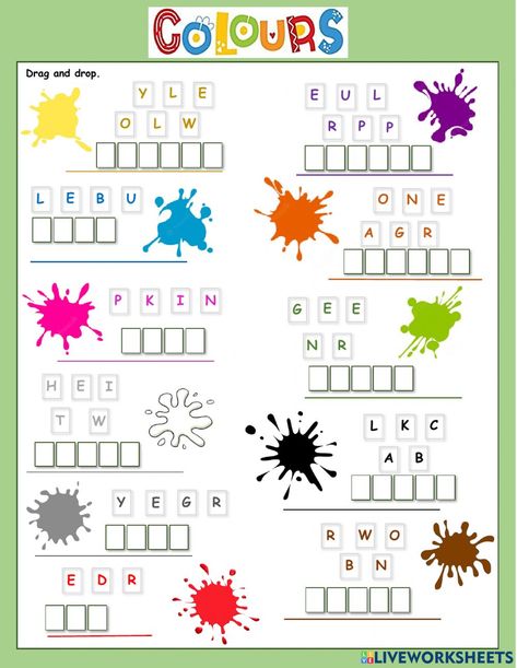 Match Letters With Pictures, English Coloring Worksheets, English Learning Materials, Colour Worksheet For Grade 1, Color Words Worksheet, Colours For Kids Worksheet, Colors Worksheets For Kids Kindergarten, Colours Worksheet For Kids, Colours Activities For Kids