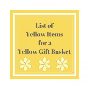 Our scheduler at work is preparing “Boxes of Sunshine” to deliver to the doctor’s offices that schedule at our surgery center.  Everything in the box is going to be yellow.  You may have seen similar boxes on pinterest.com if you are a Pinterest fan.  🙂  This list was created to give her some ideas and to help any of you that may be creating a similar gift for someone.  Yellow is such a fun color.  If you are gathering together things that are yellow, you will really start to notice yellow item Yellow Gift Basket Ideas, Yellow Gift Basket, Yellow Themed Gifts, Yellow Gifts Basket, Orange Gift Basket, Basket Of Sunshine, Bag Of Sunshine, Get Well Baskets, Yellow Items