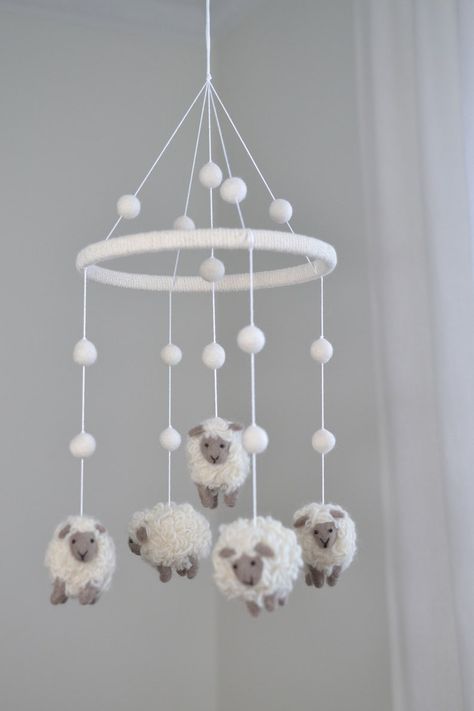 Diy Art Nursery, Sheep Mobile Nursery, Nursery Lamb Theme, Lamb Themed Nursery, Baby Lamb Baby Shower Ideas, Sheep Themed Nursery, Sheep Nursery Theme, Lamb Nursery Theme, Baby Lamb Nursery